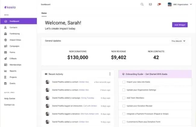 crm software for small nonprofits - Keela
