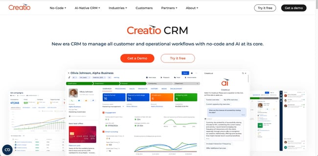 crm with ai, image showing the interface of creatio��s ai native crm