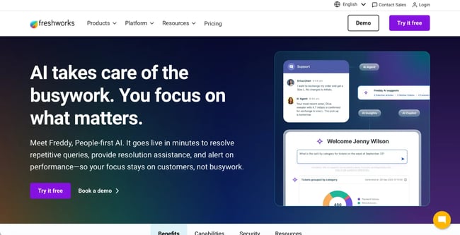 crm with ai, image showing the interface of freddy ai copilot