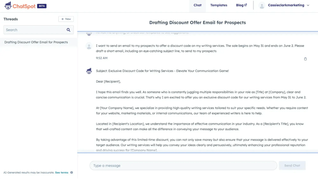 crm with ai. image showing email draft created using breeze