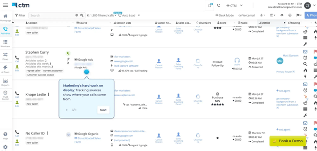 crm call tracking, CTM