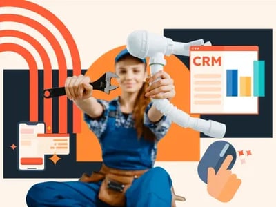 best crm for plumbers: woman plumber holding up gear