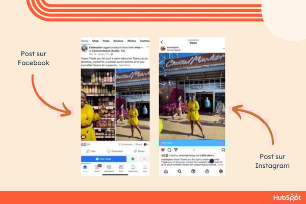 crosspostage Facebook et Instagram