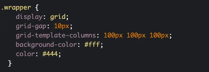 CSS defining grid with grid-gap and grid-template-columns properties