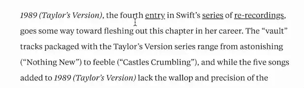 the css underline on hover effect demonstrated on a link on the website pitchfork