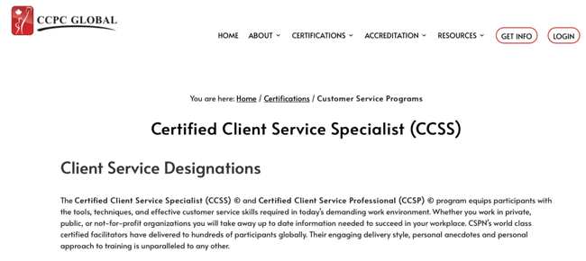 customer service programs, ccpc global ccss certification, client services certification