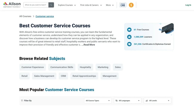 customer service training, alison