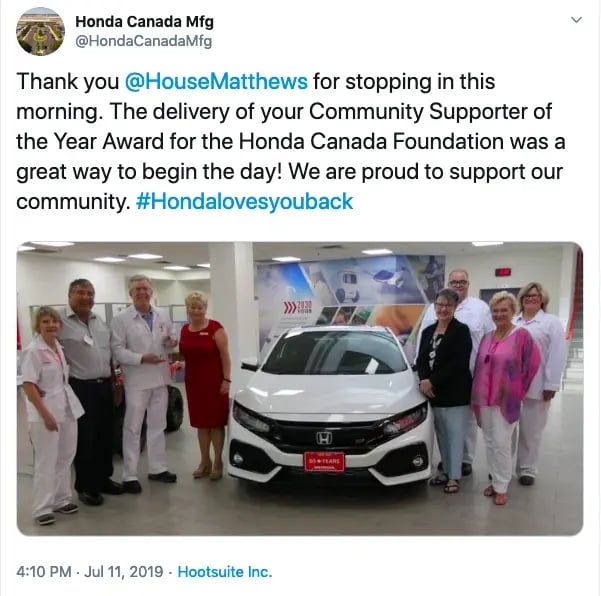 client appreciation: honda