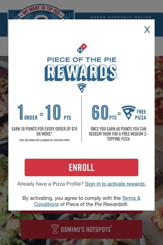 dominoes loyalty program