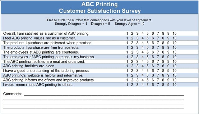 customer satisfaction survey example