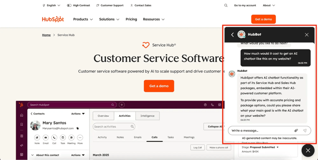 HubSpot customer service software AI chatbot
