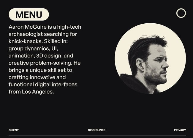 dark website themes, aaron mcguire design