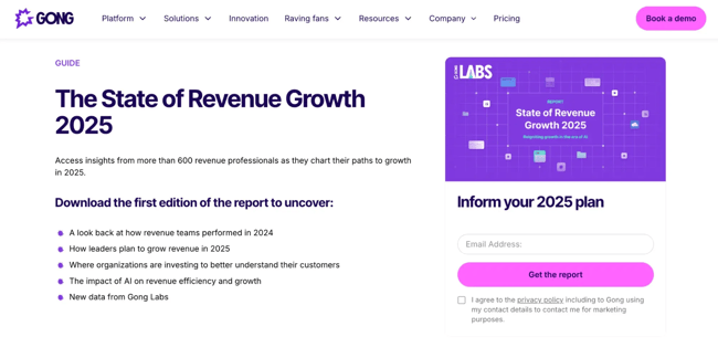 demand gen example, gong sharing data