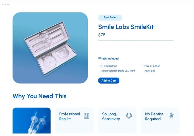 dental product landing page template, unbounce