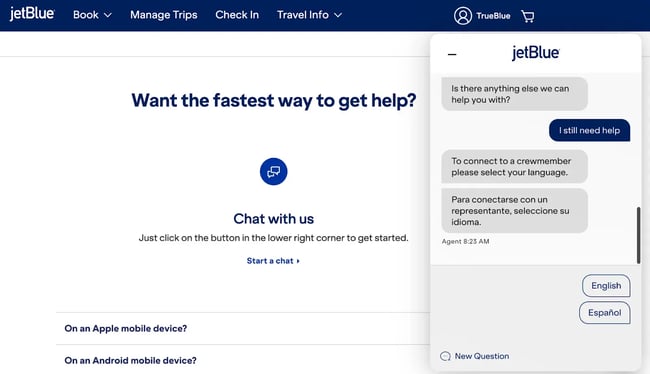 digital customer service tools, jet blue