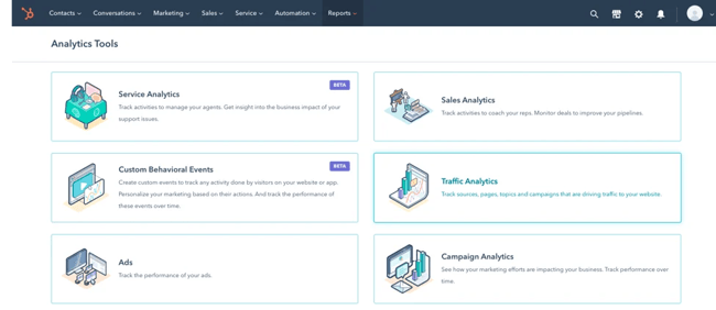 How to Check Website Traffic in CMS Hub: click Traffic Analytics