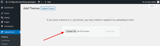 Click Choose File to upload Divi child theme 