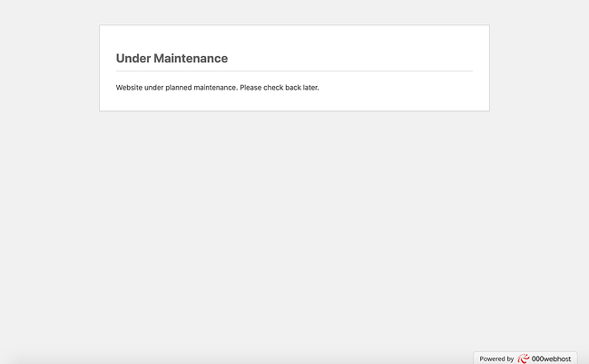 WordPress maintenance mode default page