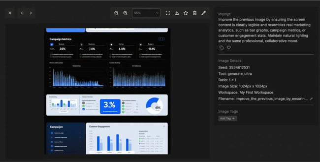 dreamstudio prompt for ai image, ai generated dashboard for metrics