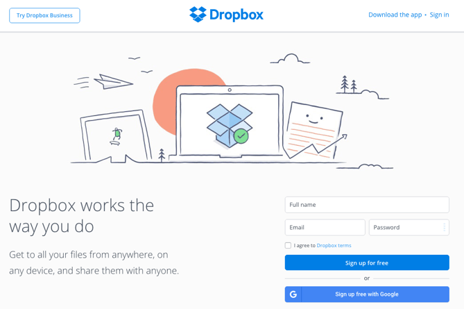 Exemplo do Dropbox