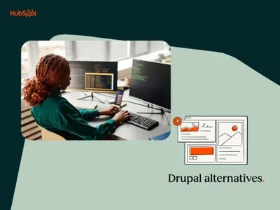 Woman considering Drupal alternatives while sitting at computer