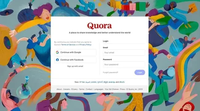 dynamic website example, quora