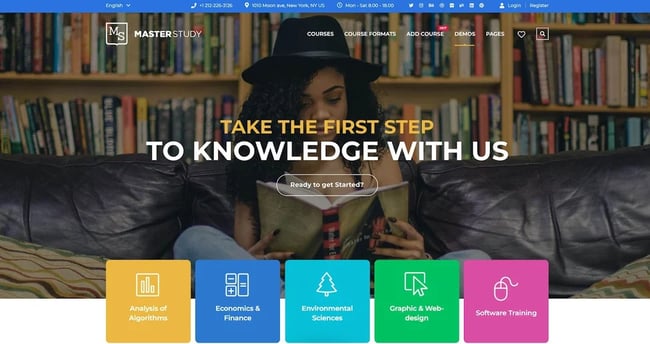 demo page for the elearning wordpress theme masterstudy