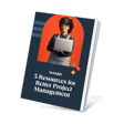 Woman with curly hair holding a laptop, smiling against a bright orange background, with text promoting project management resources.