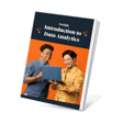 Two young men are smiling while looking at a laptop screen, with a book titled 