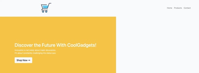 ecommerce page with html, banner