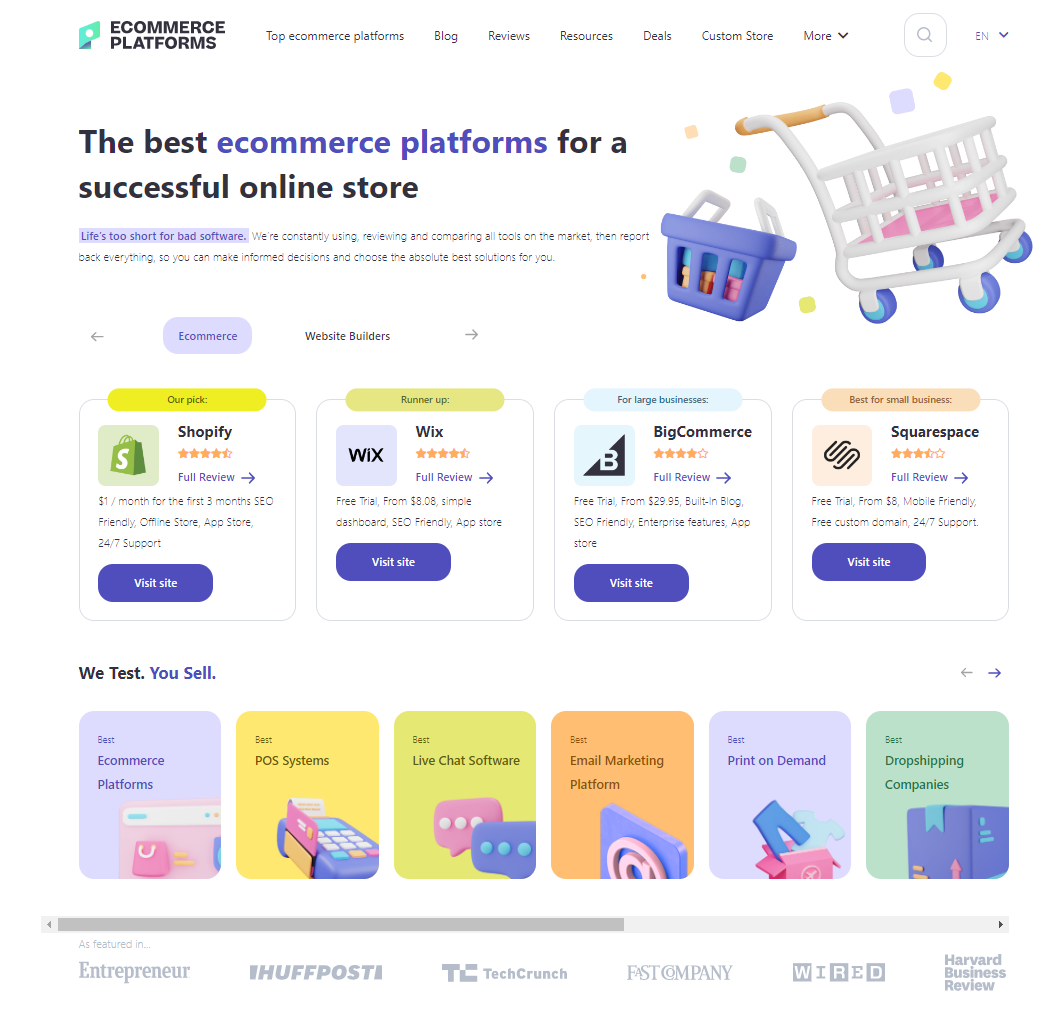 E-Commerce-Plattformen – Startseite