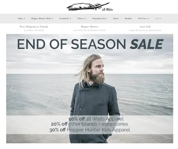 18 waits Example of Inspiring Shopify Ecommerce Stores