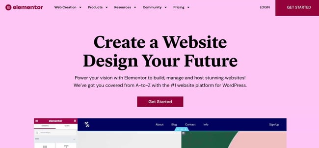 elementor wordpress: How to use Elementor with WordPress  how to install elementor via elementor.com: click Get started button on elementor homepage