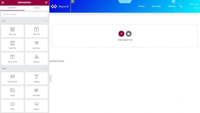 elementor theme builder