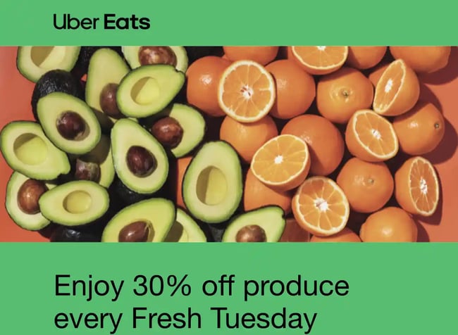 email banner, uber eats