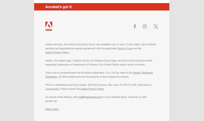 email disclaimer, adobe