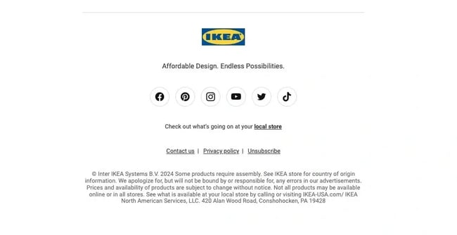 email disclaimer, ikea