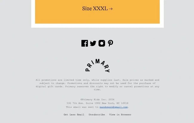 email disclaimer, primary