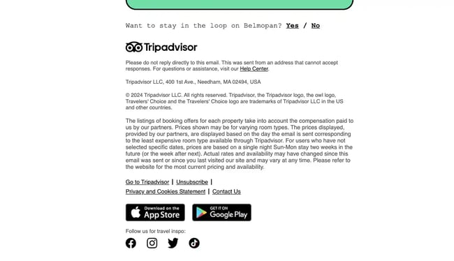 email disclaimer, trip advisor
