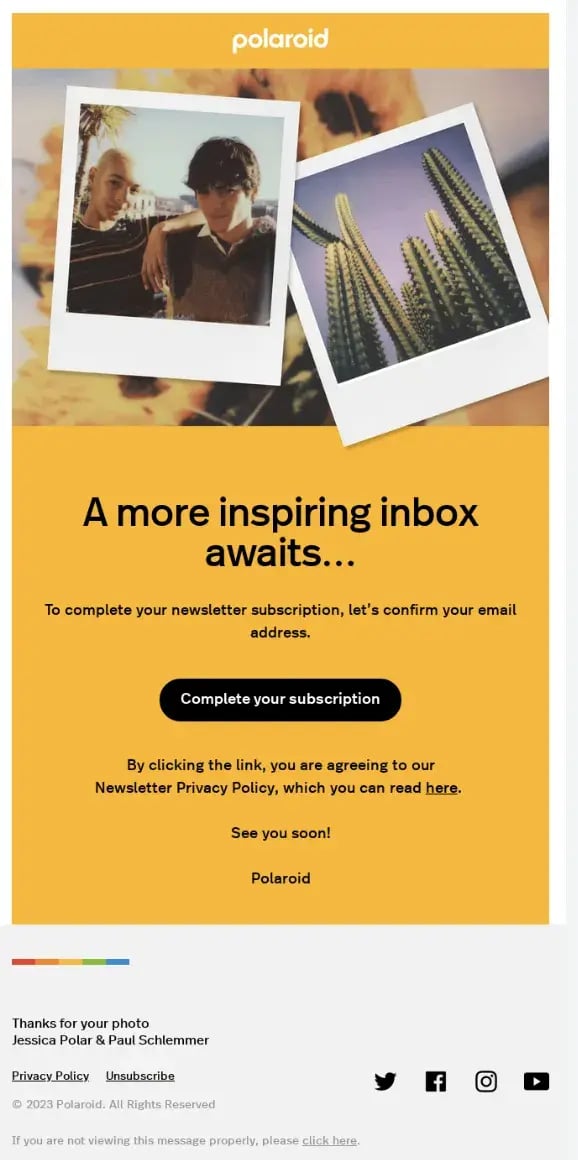 email opt in,  polaroid