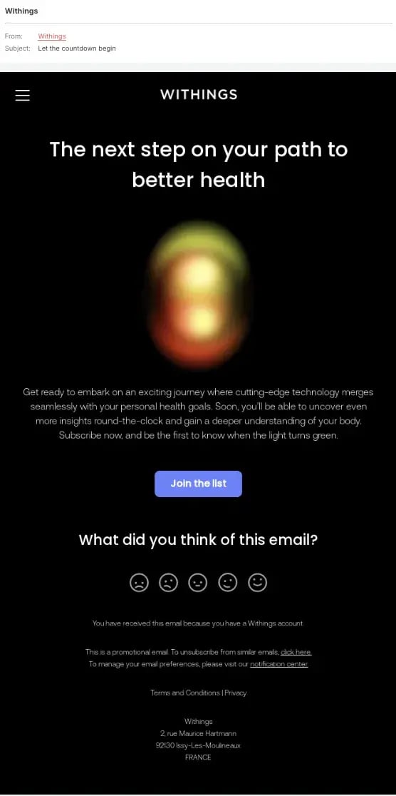 email opt in,  withings
