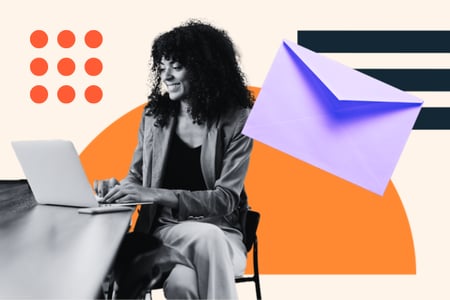 woman designs email banner examples