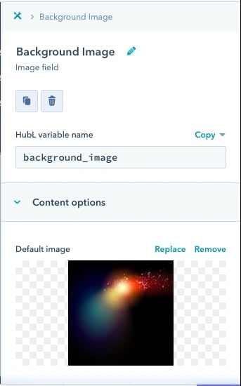 screenshot of background image field