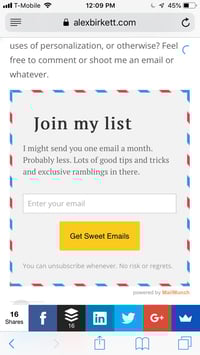 mobile-optimized email capture form