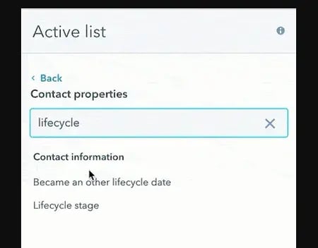 screenshot showing hubspot's active list segmentation in email marketing for dentist