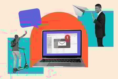 Discover the email sign offs put best thanks to shame. image shows two people waving at each other and a laptop in the middle of them. 