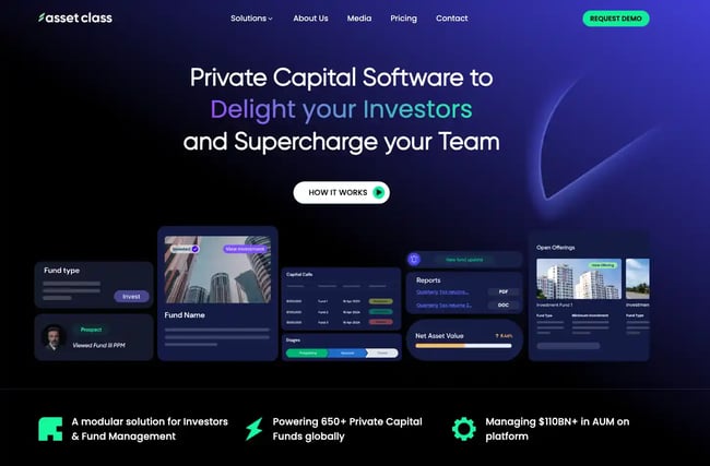 business website design example from asset class