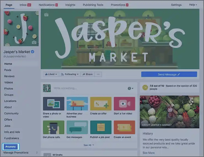 facebook business page, promote