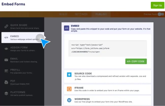html email form, jotform