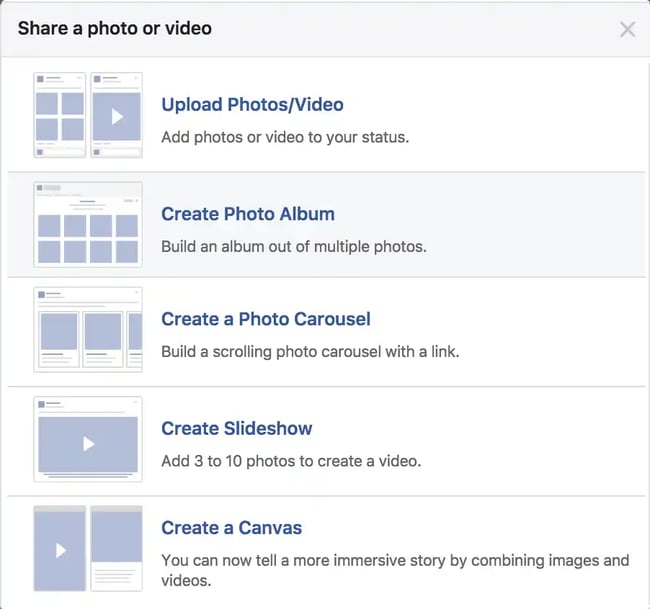 facebook business page, post formats